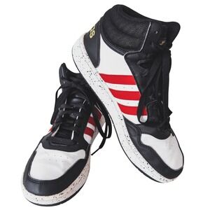 Adidas Hoops 3.0 Mid Sneakers Mens Size 6 White Black Red Speckled Basketball